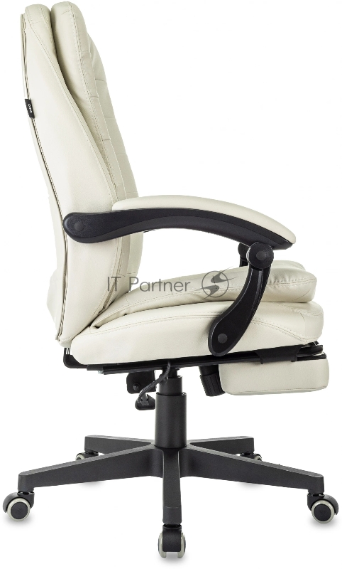 Кресло руководителя Бюрократ T-9950MSG-F слоновая кость эко.кожа крестов. пластик подст.для ног
