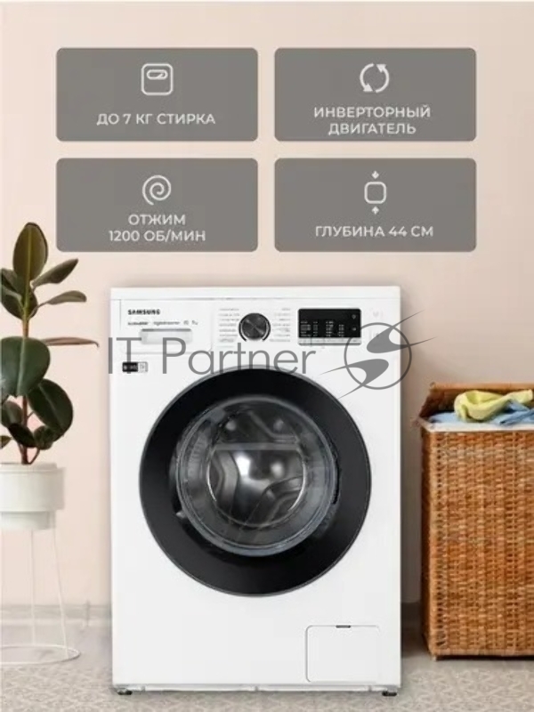 Стиральная машина Samsung WW70AG5S21CELP белый, загрузка фронтальная 7 кг, 1200 об/мин, класс: A