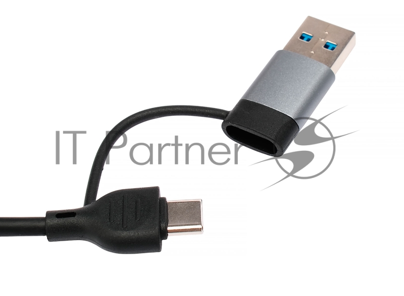Картридер Type-C/USB-A (3.1) Gembird FD2-MSD-3, 5в1: 2xUSB2.0, USB3.1, SD/TF, кабель 10см, алюминий