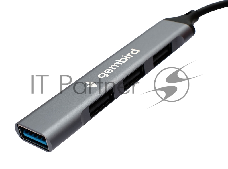 Разветвитель USB3.0/2.0 Gembird UHB-C202, USB3.0, 3xUSB2.0, кабель Type-C 10см, алюминий, пакет