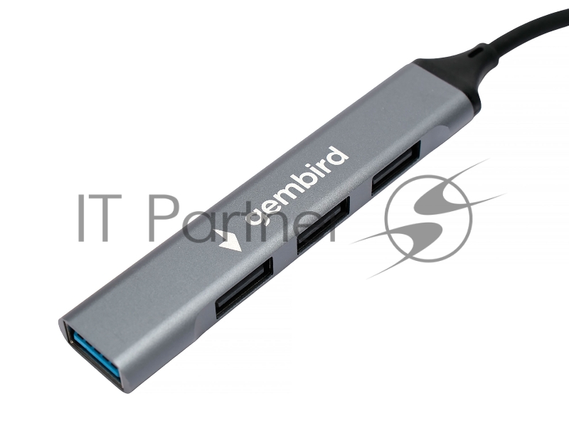 Разветвитель USB3.0/2.0 Gembird UHB-C204, USB3.0, 3xUSB2.0, кабель Type-C+USB 10см, алюминий, пакет