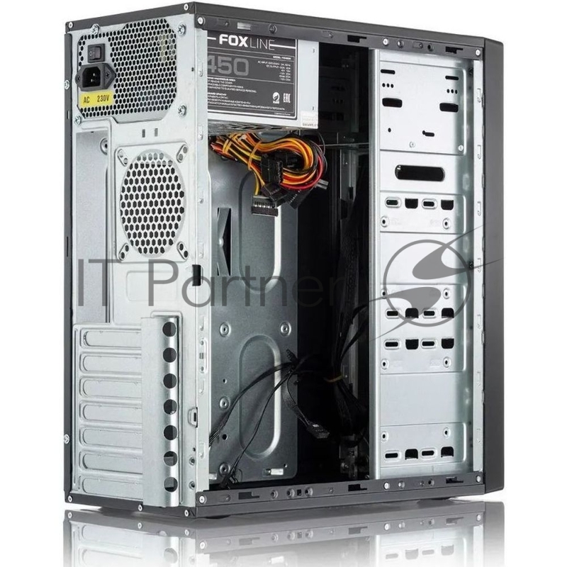 Корпус c блоком питания Foxline FL-301-FZ450-RW ATX case, черный, 450 Ватт w/PSU 450W 8cm, w/4xUSB2.0, w/o FAN, w/DVD-RW, w/C13-C14 cable 1.5m