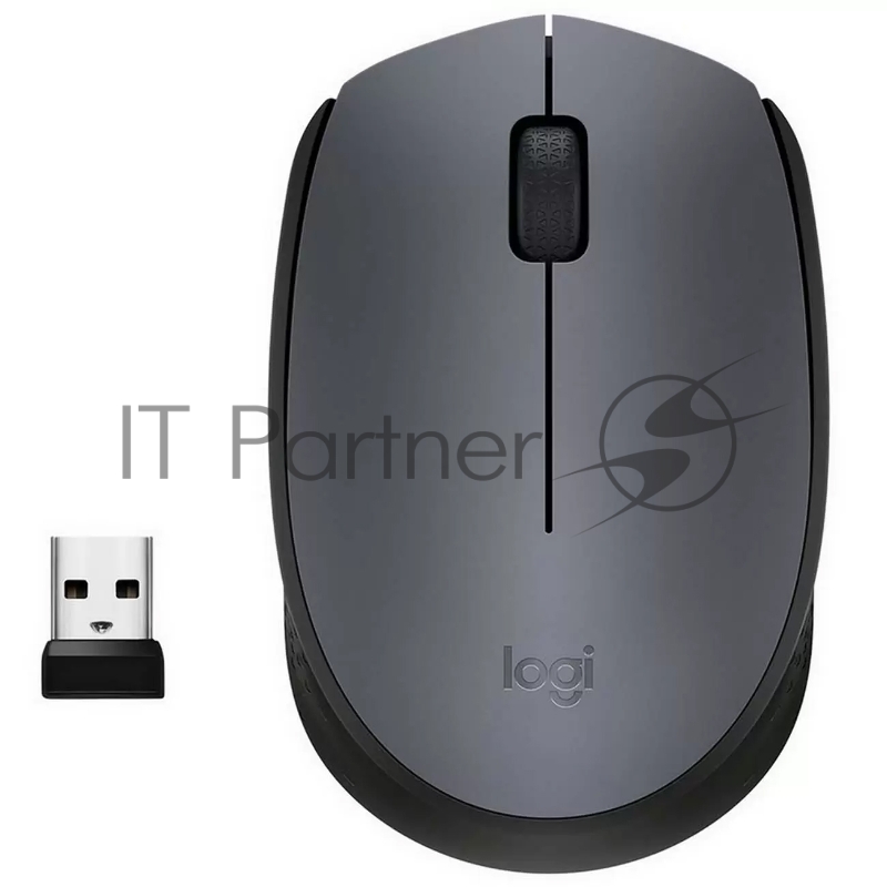 Мышь беспроводная Logitech M170, серый, 1000 dpi, радиоканал, USB, кнопки - 3