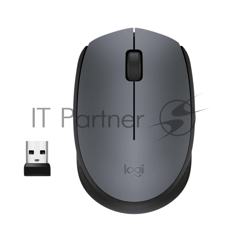 Мышь беспроводная Logitech M170, серый, 1000 dpi, радиоканал, USB, кнопки - 3