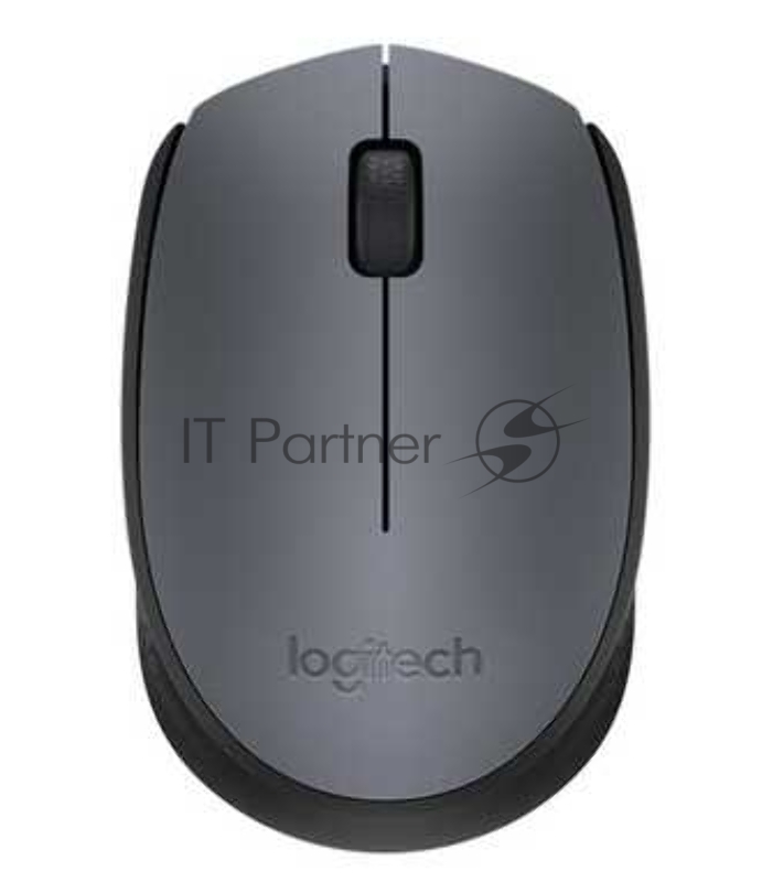 Мышь беспроводная Logitech M170, серый, 1000 dpi, радиоканал, USB, кнопки - 3
