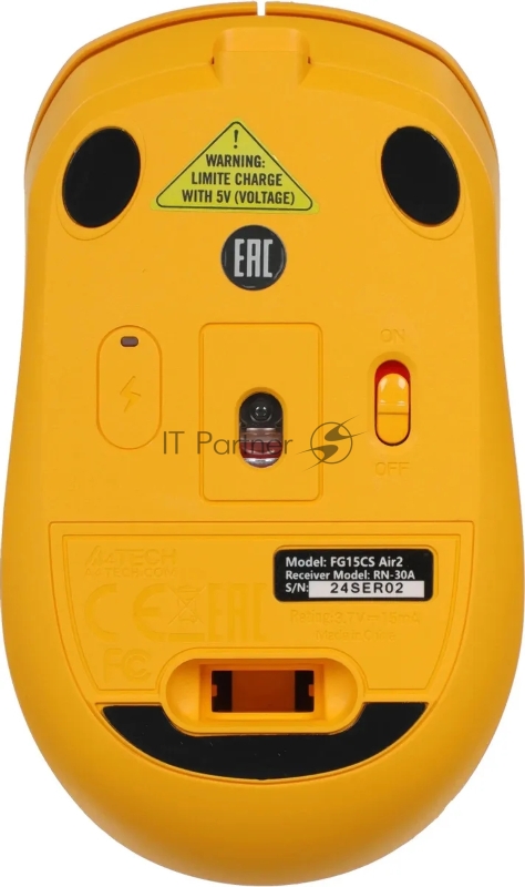 Мышь A4Tech Fstyler FG15CS Air2 желтый оптическая 1200dpi silent беспров. USB для ноутбука 3but