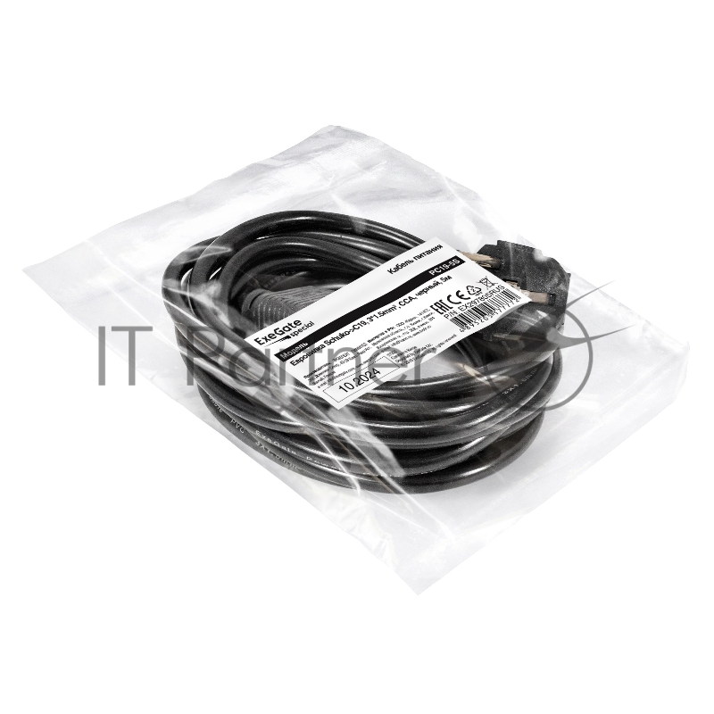 Кабель питания ExeGate Special PC19-5S (Евровилка Schuko->C19, 3*1.5mm2, CCA, черный, 5м)