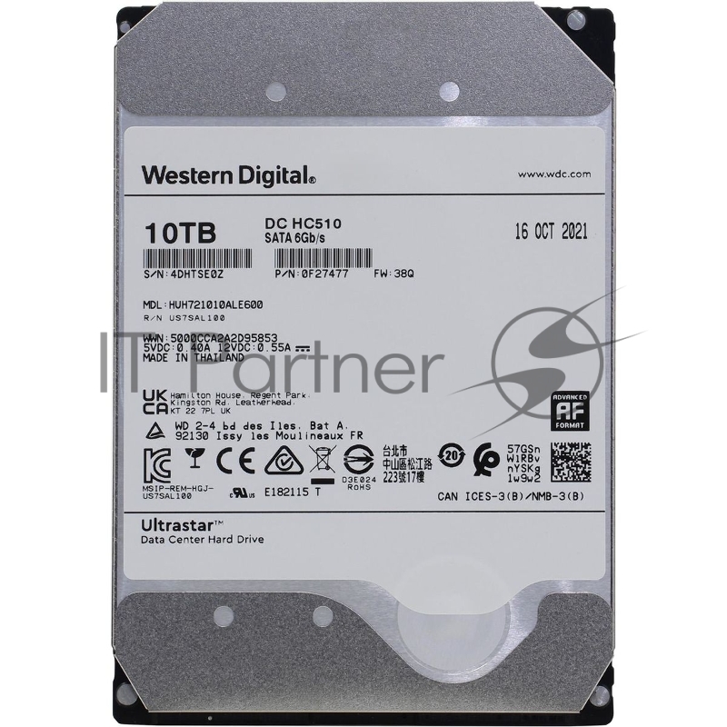 Жесткий диск HDD Western Digital WUS721010ALE600 SATA 10Tb 7200 6Gb/s 256MB 1 year warranty
