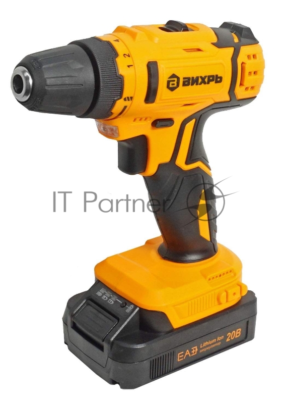 Дрель-шуруповерт аккумуляторная Вихрь ДА-К20/2Н с набором оснастки 65 предм.