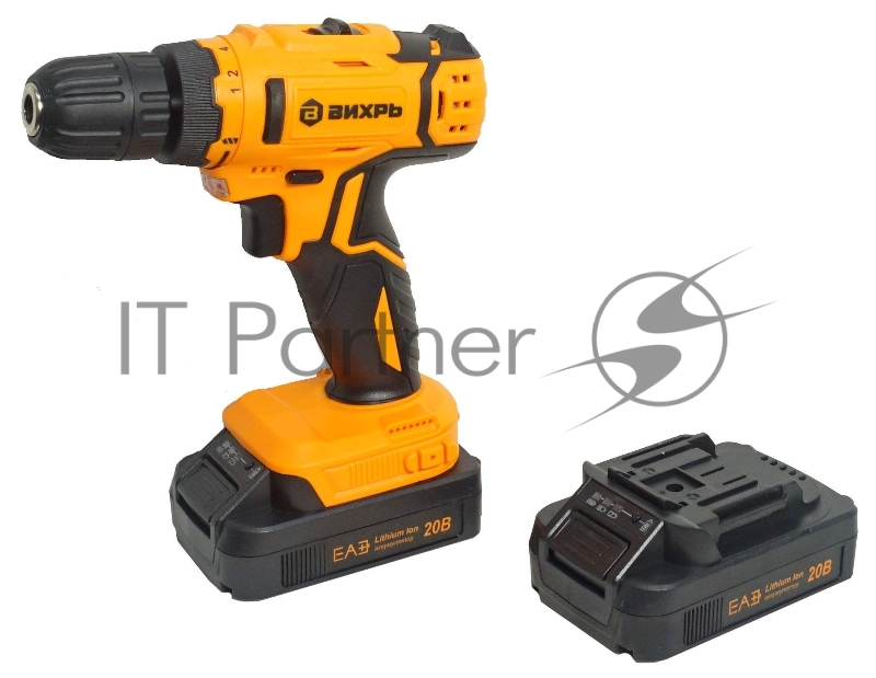 Дрель-шуруповерт аккумуляторная Вихрь ДА-К20/2А 900/72/14/56