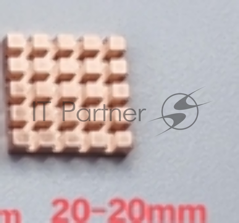 Медный радиатор 20х20х3 мм с термоскотчем 3M 9448A