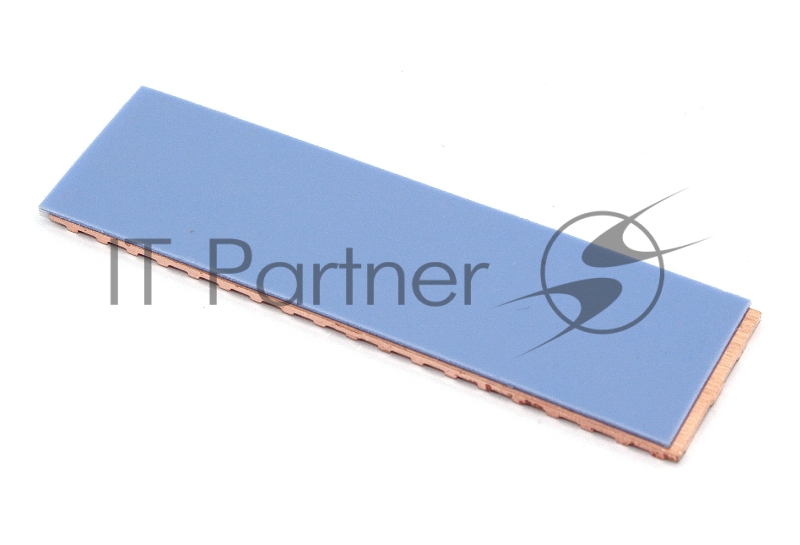 Медный радиатор для М.2 SSD с термопрокладкой 0,5 мм, диагональная прорезь, 70х20х1,5 мм