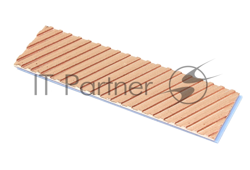 Медный радиатор для М.2 SSD с термопрокладкой 0,5 мм, диагональная прорезь, 70х20х1,5 мм