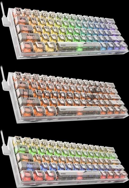 Игровая клавиатура Redragon Fizz прозрачно-белая 71736 (USB,+ICE, 61 кл., RGB подсветка)