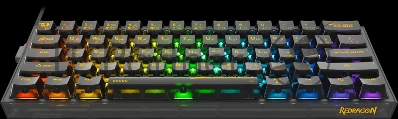 Игровая клавиатура Redragon Fizz прозрачно-чёрная 71737 (USB, +ICE, 61 кл., RGB подсветка)