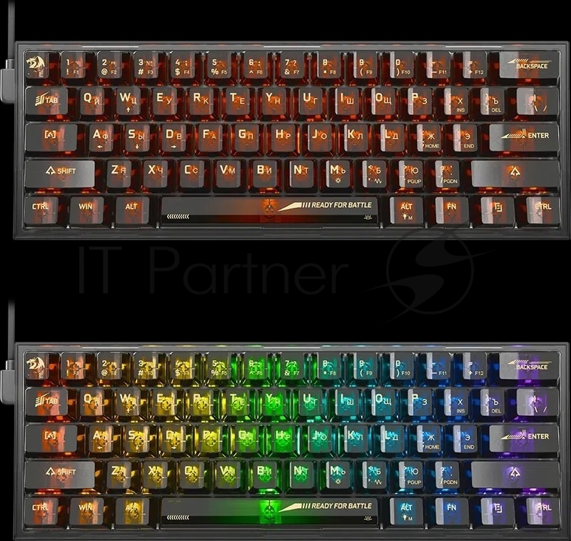 Игровая клавиатура Redragon Fizz прозрачно-чёрная 71737 (USB, +ICE, 61 кл., RGB подсветка)