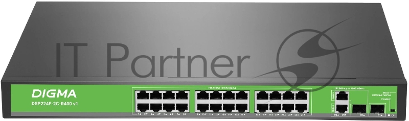 Коммутатор Digma DSP224F-2C-R400 V1 (L2) 24х100Мбит/с 24PoE