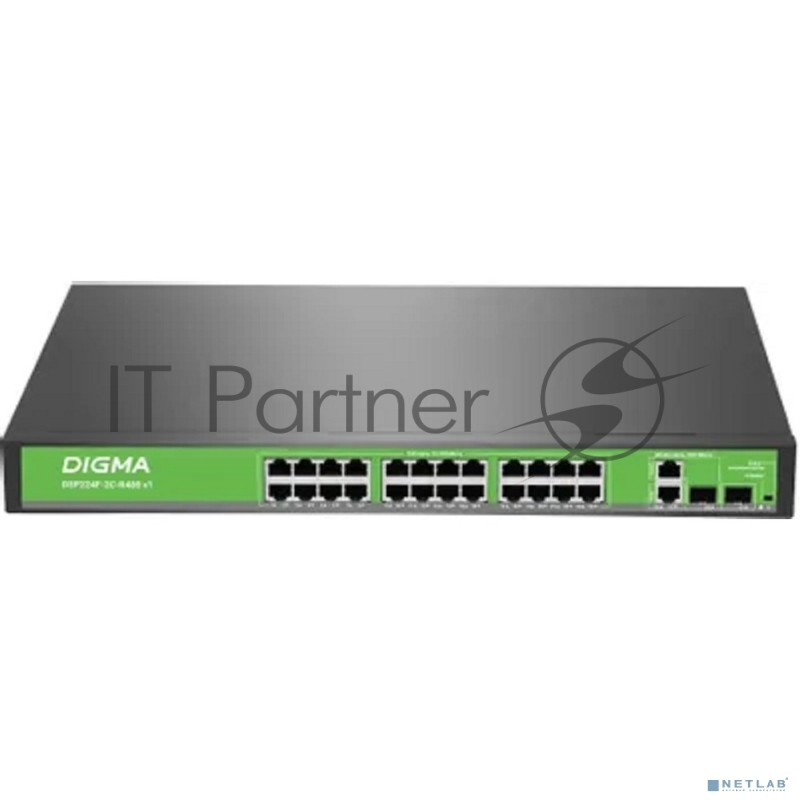 Коммутатор Digma DSP224F-2C-R400 V1 (L2) 24х100Мбит/с 24PoE