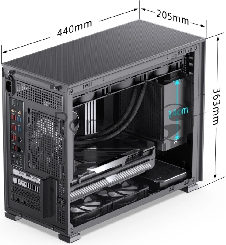 Корпус без блока питания JONSBO D31 MESH Black MATX без БП, боковая панель из закаленного стекла, mini-ITX, micro-ATX, черный