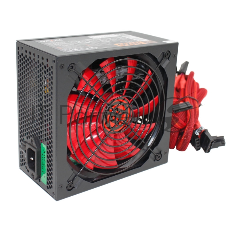 Блок питания Ginzzu PC600 (Red), 600Вт, 80 PLUS, 140мм, черный (Red)