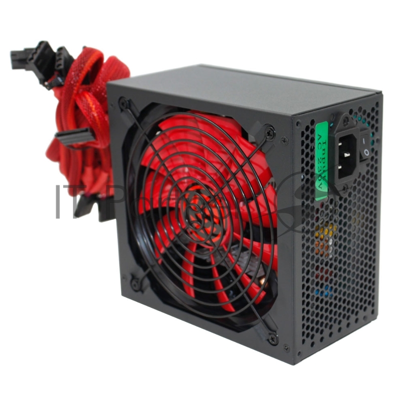 Блок питания Ginzzu PC600 (Red), 600Вт, 80 PLUS, 140мм, черный (Red)