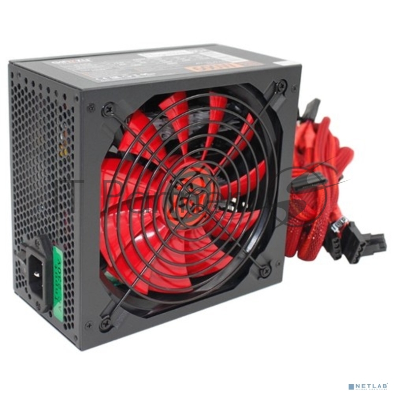 Блок питания Ginzzu PC600 (Red), 600Вт, 80 PLUS, 140мм, черный (Red)