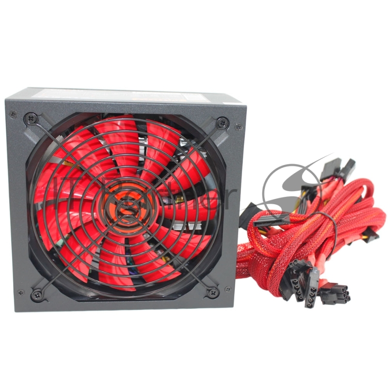 Блок питания Ginzzu PC500 (Red), 500Вт 80 PLUS, 140мм, черный (Red)