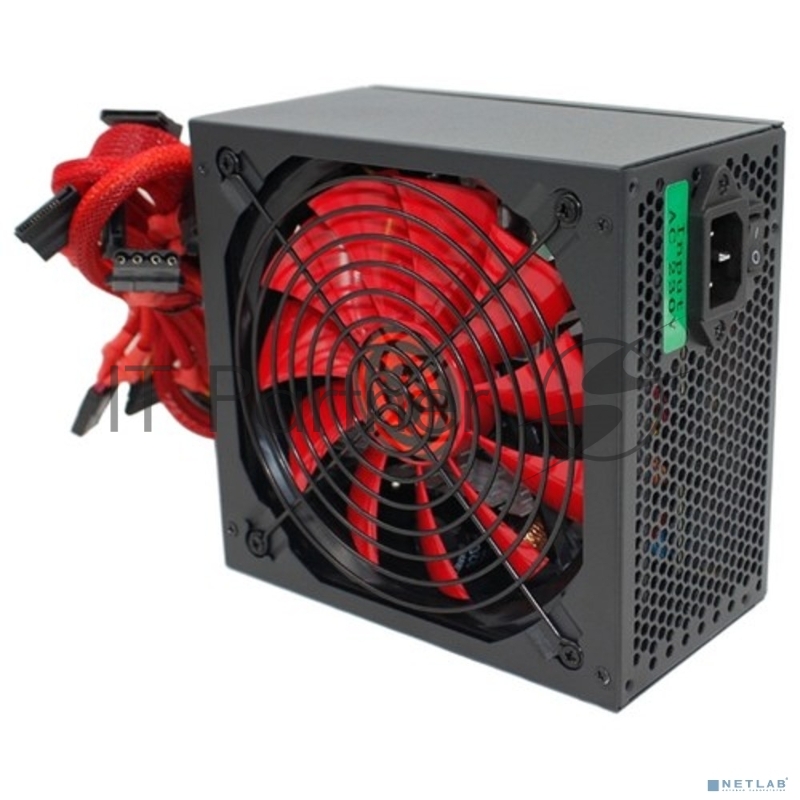 Блок питания Ginzzu PC500 (Red), 500Вт 80 PLUS, 140мм, черный (Red)