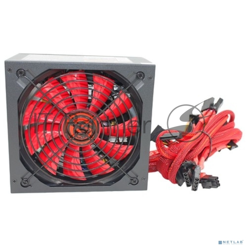 Блок питания Ginzzu PC500 (Red), 500Вт 80 PLUS, 140мм, черный (Red)