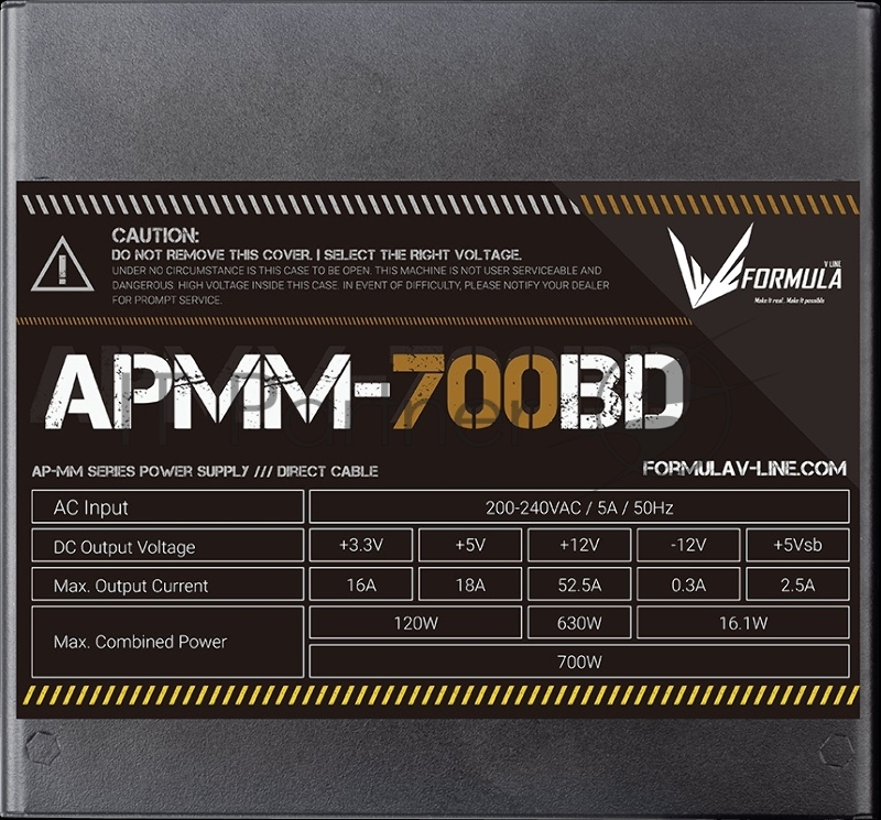 Блок питания Formula APMM-700BD ATX 700W 80+ bronze (20+4pin) APFC 120mm fan 5xSATA RTL