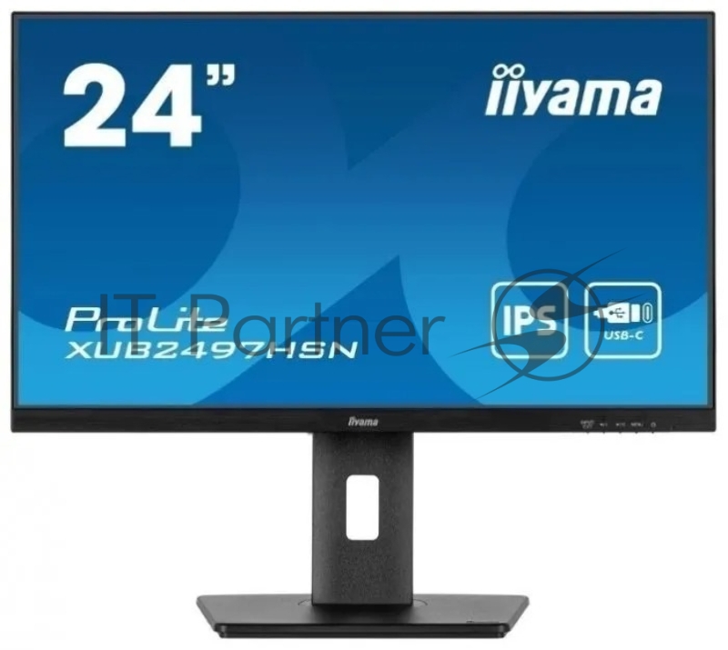 Монитор Iiyama ProLite XUB2497HSN-B1 черный LCD 23.8 16:9 1920х1080(FHD) IPS, 100 Hz, 250 cd/m2, H178°/V178°, 1300:1, 80M:1, 16.7M, 1ms, HDMI, DP, USB-C, USB-Hub, Height adj, Pivot, Tilt, Swivel, Speakers