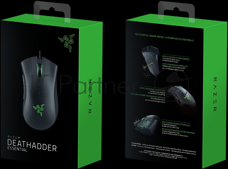 Мышь проводная Razer DeathAdder Essential черный, 6400 dpi, USB, кнопки - 5