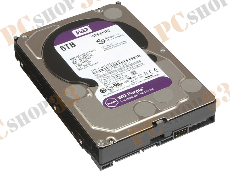 Жесткий диск 6000ГБ Western Digital Purple WD60PURZ, 5400об./мин., 64МБ (SATA III)