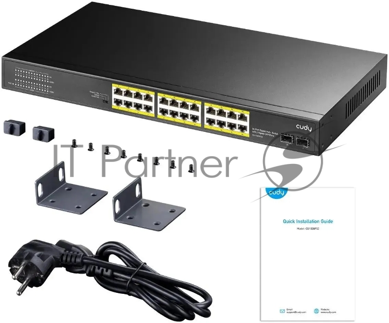 Коммутатор Cudy GS1028PS2 (L2) 24x1Гбит/с 2SFP 24PoE+ 300W неуправляемый