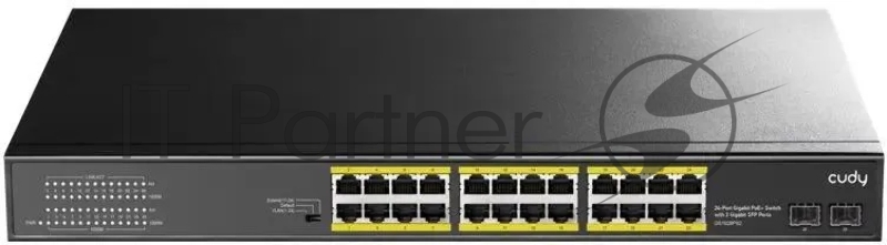 Коммутатор Cudy GS1028PS2 (L2) 24x1Гбит/с 2SFP 24PoE+ 300W неуправляемый