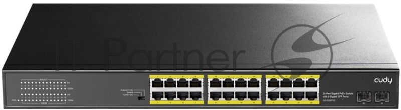 Коммутатор Cudy GS1028PS2 (L2) 24x1Гбит/с 2SFP 24PoE+ 300W неуправляемый