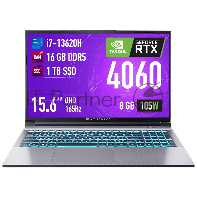 Ноутбук Machenike L15 Star 2K L 15.6 WQHD(2560x1440)/Intel Core i7-13620H/16GB/1TB SSD/GF RTX4060 8GB/WiFi/BT/1.0MP/4cell/2,3 kg/noOS/1Y/GREY/BLACK