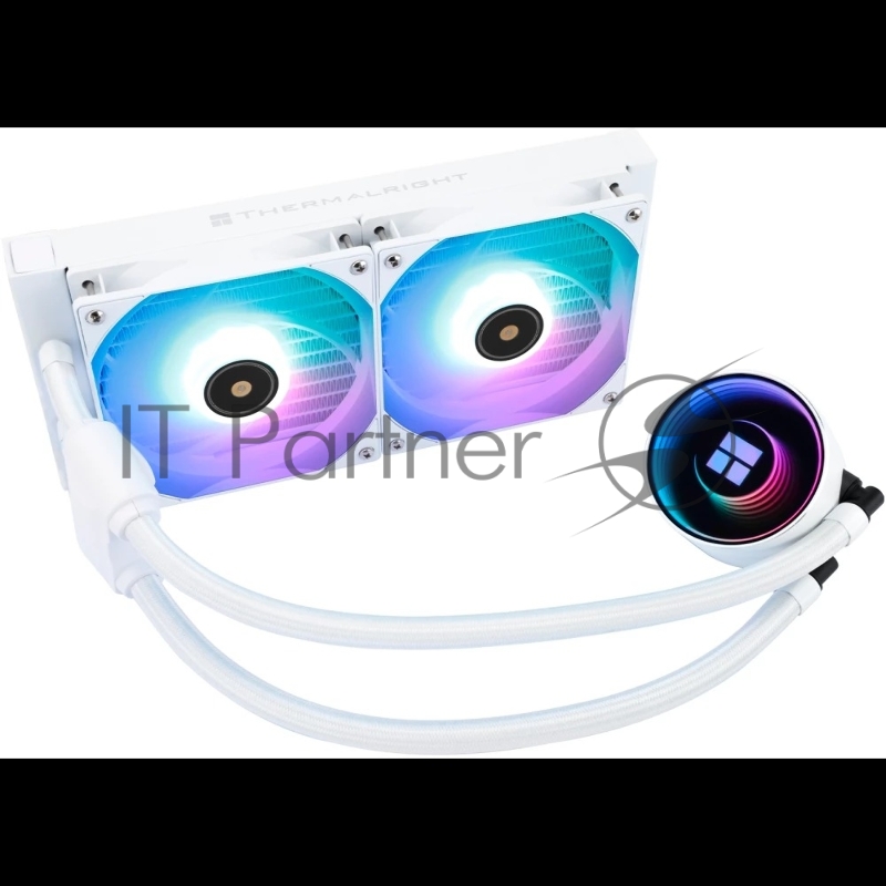 Водяное охлаждение для процессора Thermalright Frozen Notte 240 White ARGB V2 белый (240mm, ARGB/ Fans: 2x120mm, 72.37CFM, 27.7dBA, 2000RPM/ Pump height 54mm, 28dBA, 5300RPM, Rad thickness 27mm/ S: 1200, 1700, 1851, 2011, 2066, 115X, AM2, AM2+, AM3,