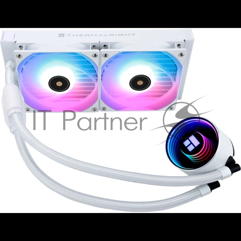 Водяное охлаждение для процессора Thermalright Frozen Notte 240 White ARGB V2 белый (240mm, ARGB/ Fans: 2x120mm, 72.37CFM, 27.7dBA, 2000RPM/ Pump height 54mm, 28dBA, 5300RPM, Rad thickness 27mm/ S: 1200, 1700, 1851, 2011, 2066, 115X, AM2, AM2+, AM3,