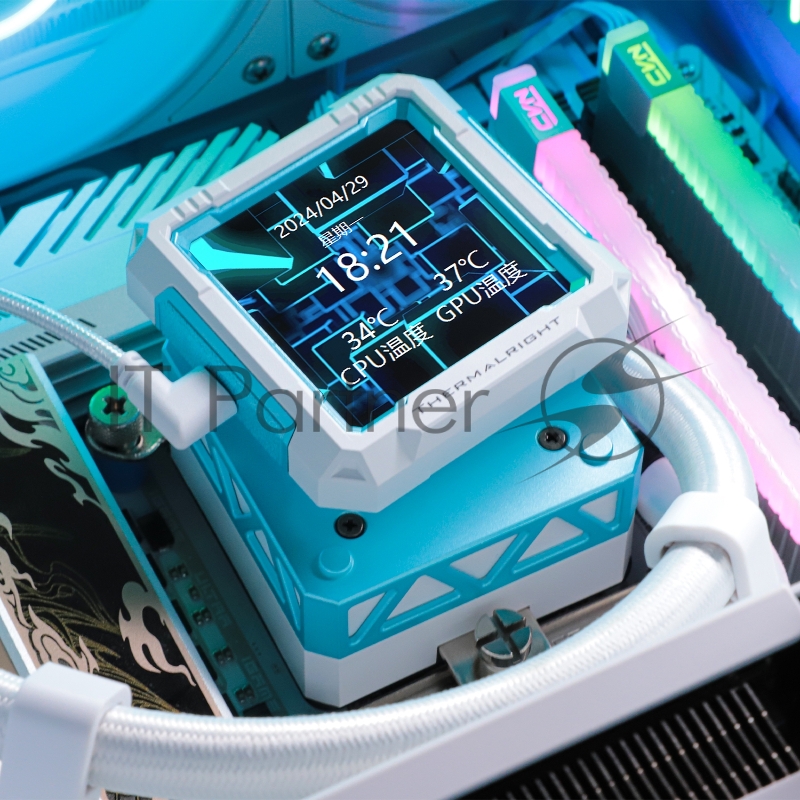 Водяное охлаждение для процессора Thermalright Frozen Warframe Pro 360 White ARGB (360mm, White, ARGB/ Fans: 3x120mm, 70.84CFM, 29.8dBA, 2000RPM/ Pump height 60mm, 23dBA, 3000RPM, Rad thickness 27mm/ S: 1200, 1700, 1851, 2011, 2066, 115X, AM4, AM5)