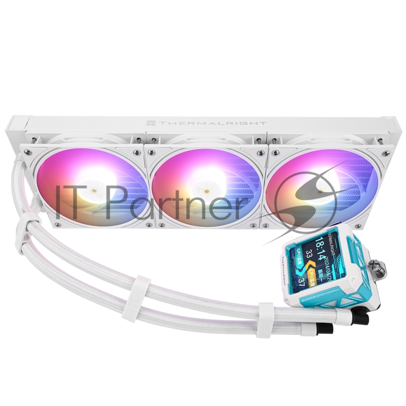 Водяное охлаждение для процессора Thermalright Frozen Warframe Pro 360 White ARGB (360mm, White, ARGB/ Fans: 3x120mm, 70.84CFM, 29.8dBA, 2000RPM/ Pump height 60mm, 23dBA, 3000RPM, Rad thickness 27mm/ S: 1200, 1700, 1851, 2011, 2066, 115X, AM4, AM5)
