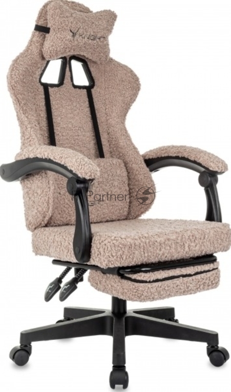 Кресло игровое Knight Lord/F коралловый экомех крестов. пластик подст.для ног