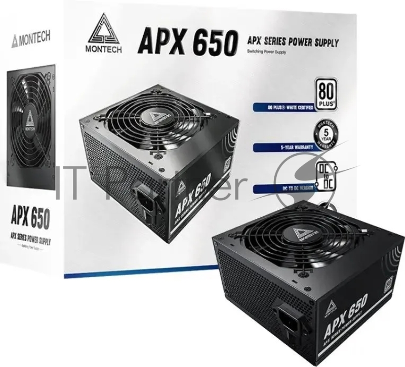 Блок питания Montech ATX 650W APX 650 80 PLUS WHITE (20+4pin) APFC 120mm fan 6xSATA Cab Manag RTL
