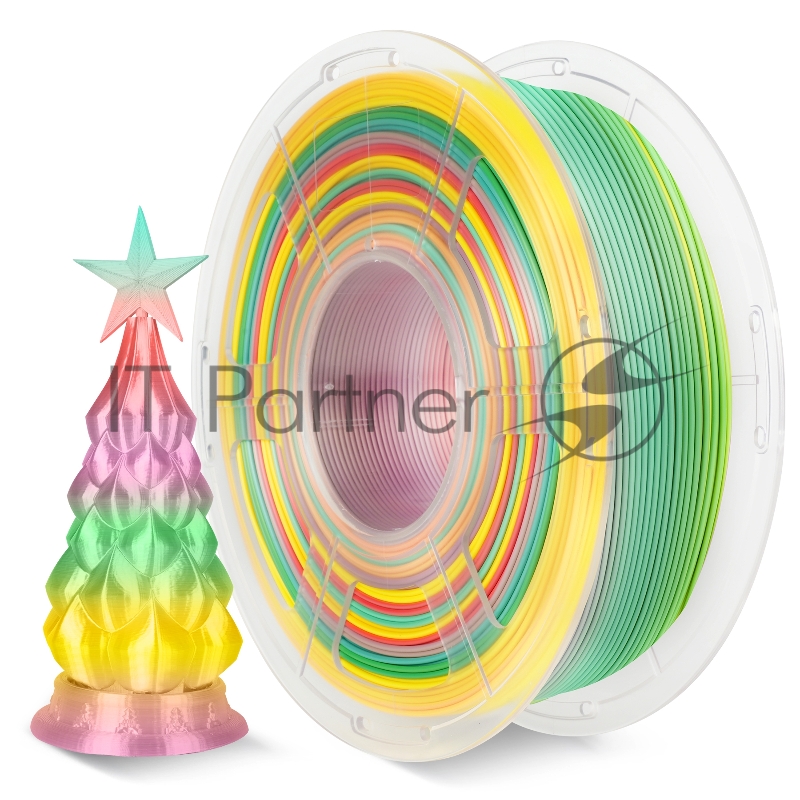 Филамент NVPRINT Silk PLA+ Rainbow 01 для 3D печати диаметр 1.75мм длина 330 метров масса 1 кг