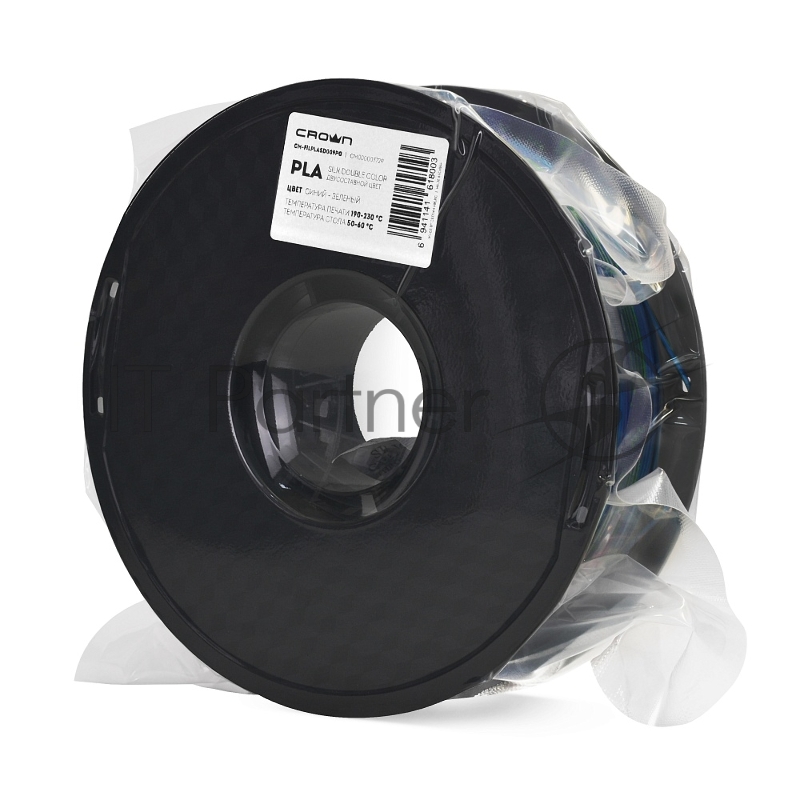 Филамент Crown Micro CM-FILPLASD009BG PLA Silk двойной 1.75 1кг синий-зелёный