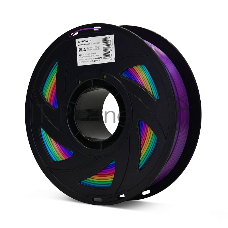 Филамент Crown Micro CM-FILPLAST013PkBY PLA Silk тройной 1.75 1кг розовый-синий-фл.жёлтый