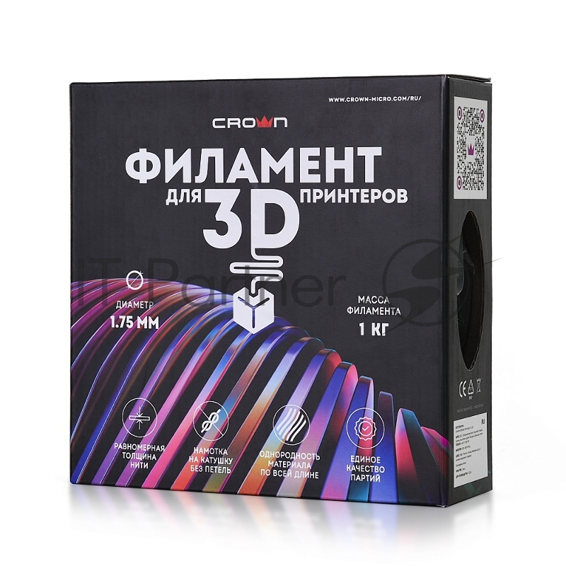 Филамент Crown Micro CM-FILPLAST013PkBY PLA Silk тройной 1.75 1кг розовый-синий-фл.жёлтый