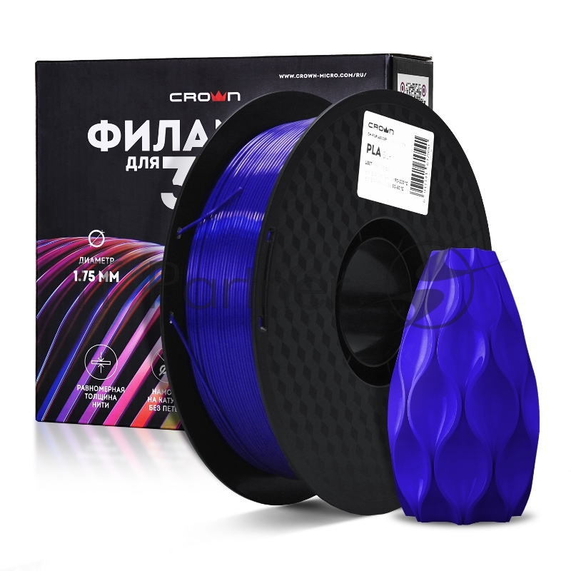 Филамент Crown Micro CM-FILPLAS008P PLA Silk 1.75 1кг пурпурный