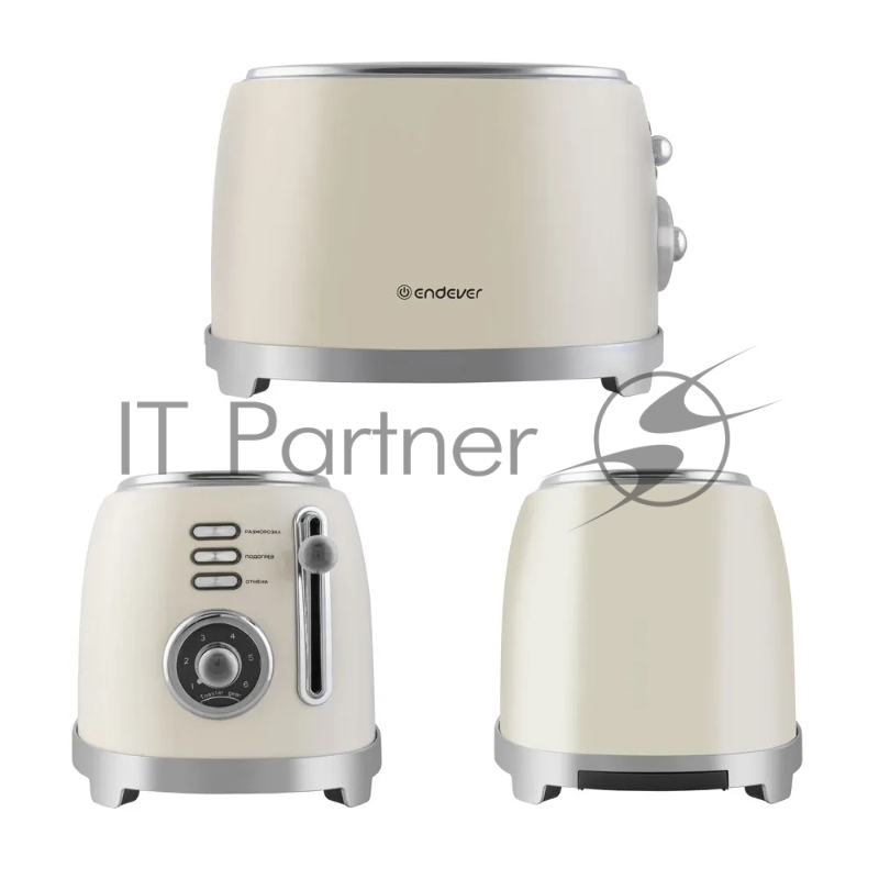 Тостер электрический ENDEVER Skyline ST-129, мощность 850 Вт, цвет бежевый, 6 реж. поджаривания, 2 отсека для тостов, 8 шт/уп