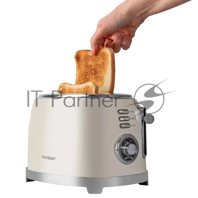 Тостер электрический ENDEVER Skyline ST-129, мощность 850 Вт, цвет бежевый, 6 реж. поджаривания, 2 отсека для тостов, 8 шт/уп